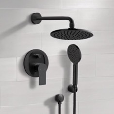 Matte Black Rain Shower System with Handheld, Rain Shower Head, Shower Faucet Set